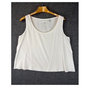 St. John Ivory Silk Blend‎ Sleeveless Tank Top Womens XL Preppy Chic Night Out